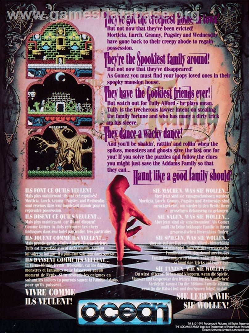 Addams Family, The - Amstrad CPC - Artwork - Box Back