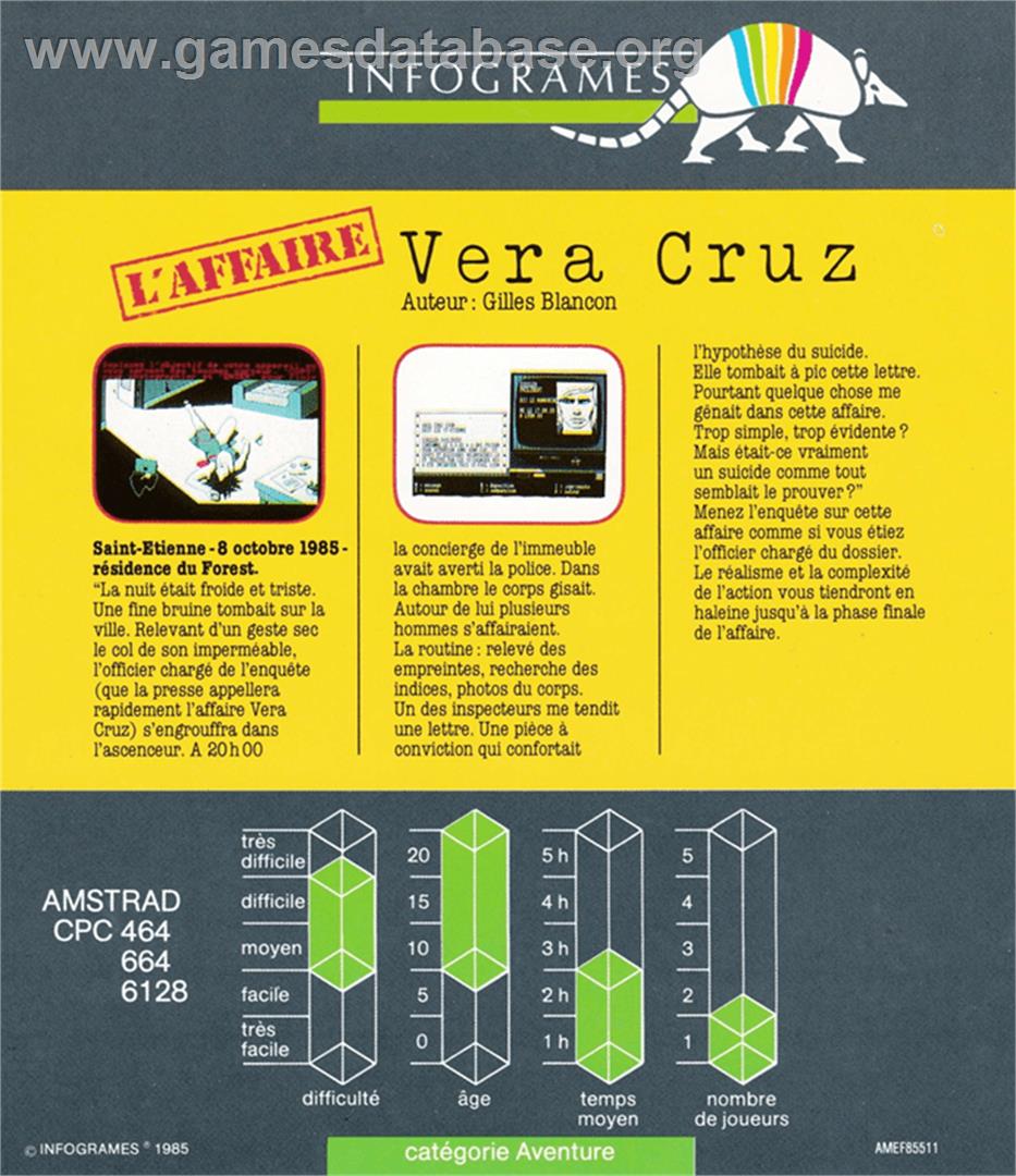 Affaire Vera Cruz, L' - Amstrad CPC - Artwork - Box Back