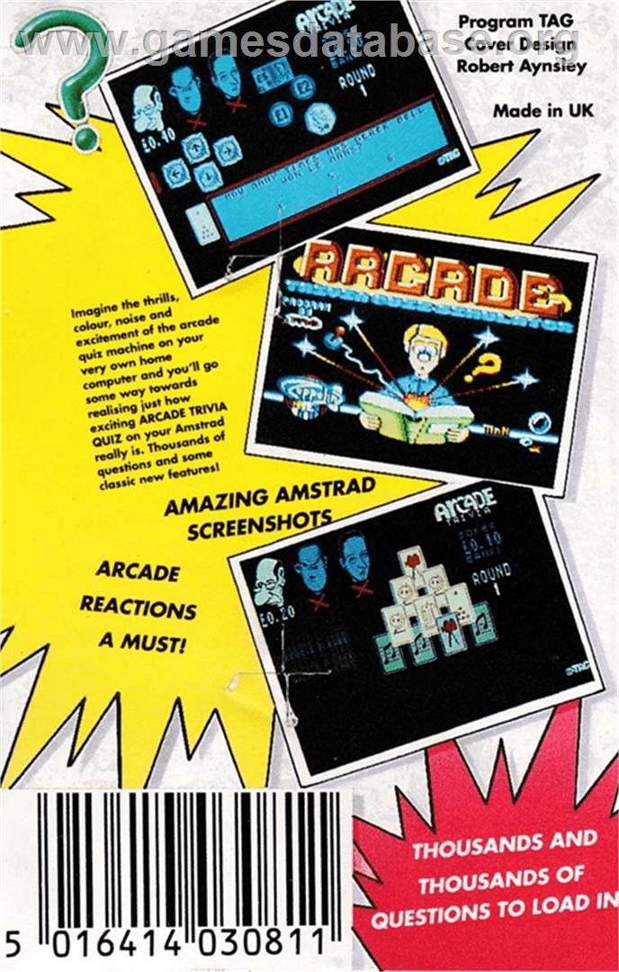 Arcade Trivia Quiz Simulator - Amstrad CPC - Artwork - Box Back
