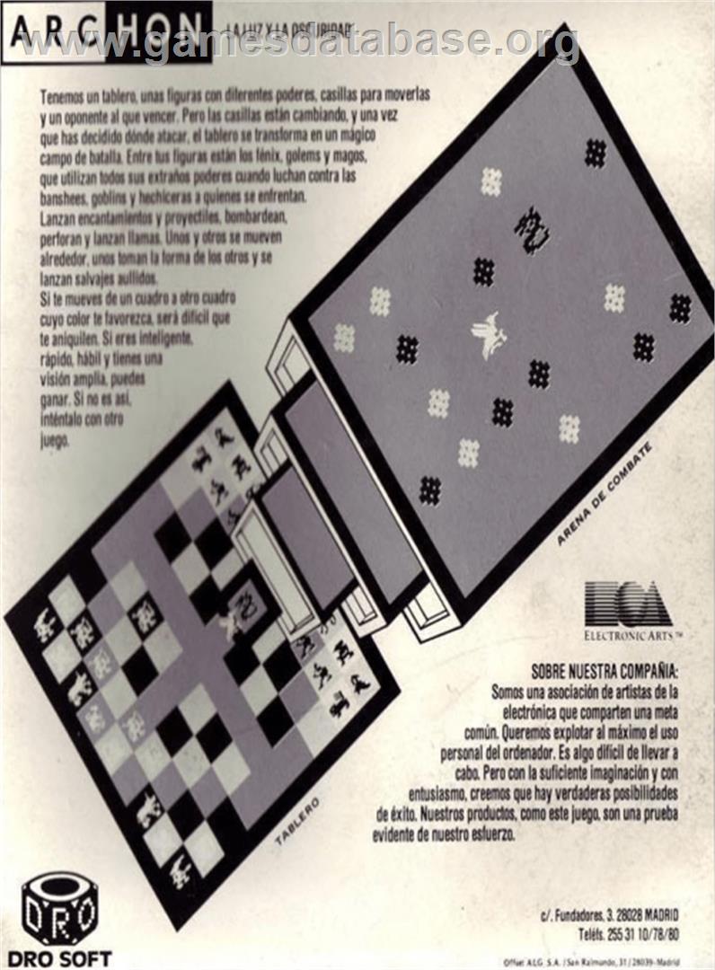 Archon: The Light and the Dark - Amstrad CPC - Artwork - Box Back