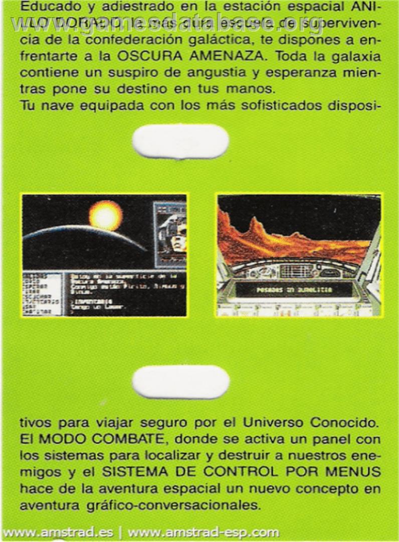 Aventura Espacial - Amstrad CPC - Artwork - Box Back