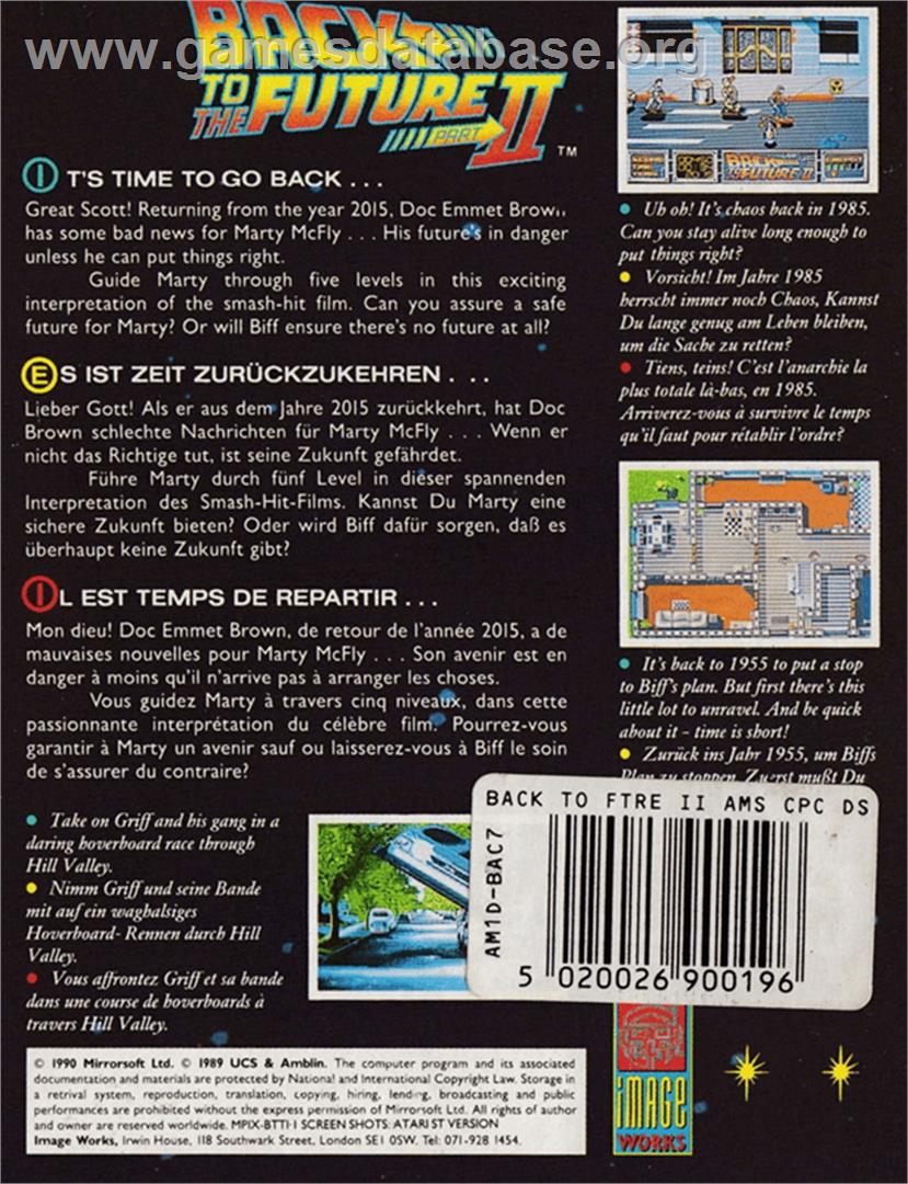 Back to the Future 2 - Amstrad CPC - Artwork - Box Back
