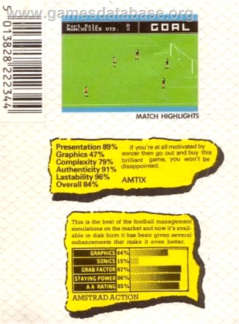 Big League Soccer 2 - Amstrad CPC - Artwork - Box Back