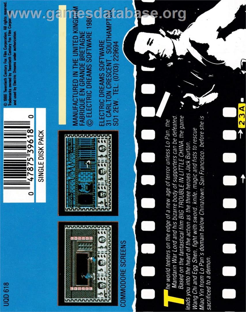 Big Trouble in Little China - Amstrad CPC - Artwork - Box Back