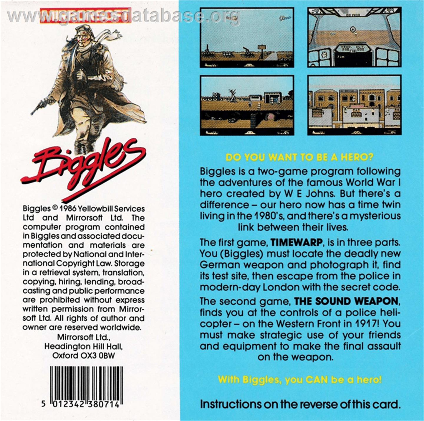 Biggles - Amstrad CPC - Artwork - Box Back