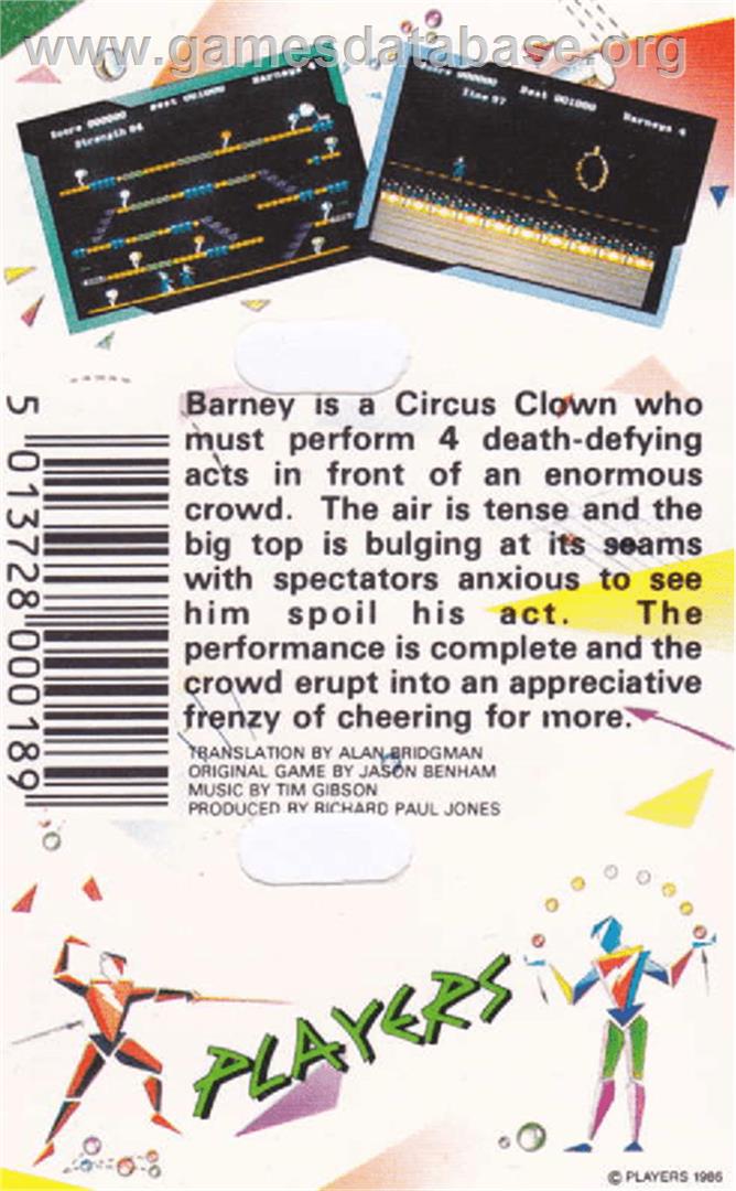 Bigtop Barney - Amstrad CPC - Artwork - Box Back