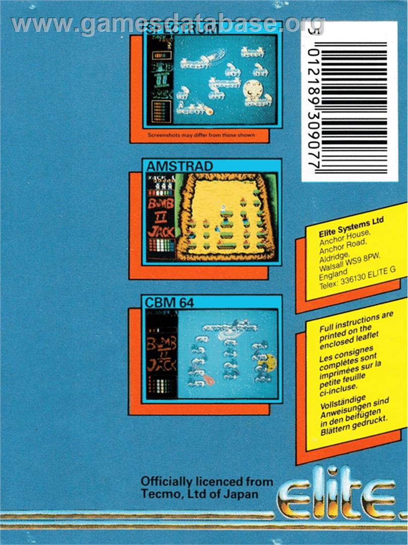 Bomb Jack 2 - Amstrad CPC - Artwork - Box Back