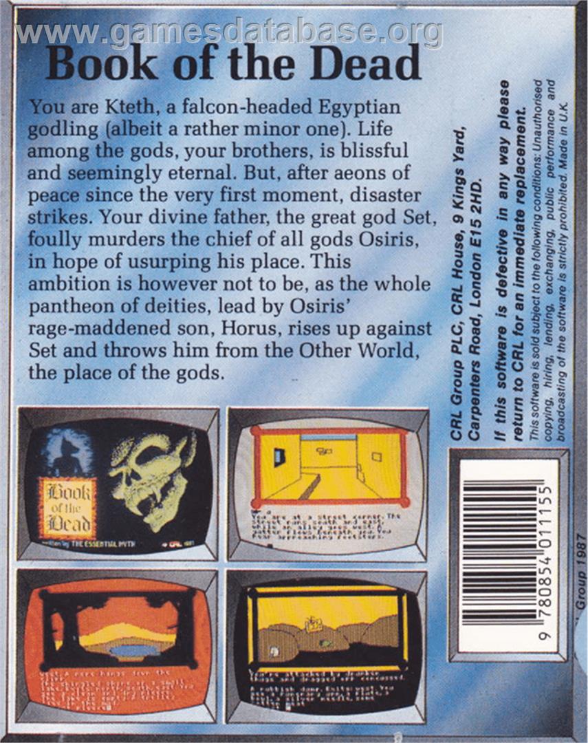 Book Of The Dead - Amstrad CPC - Artwork - Box Back