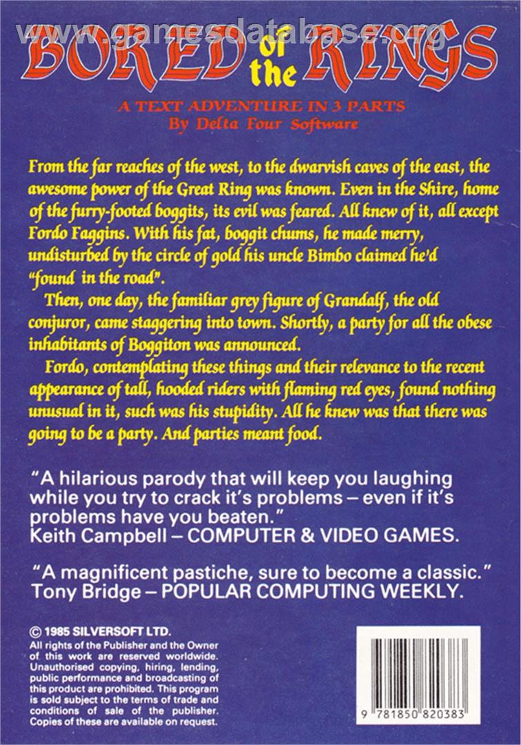 Bored Of The Rings - Amstrad CPC - Artwork - Box Back