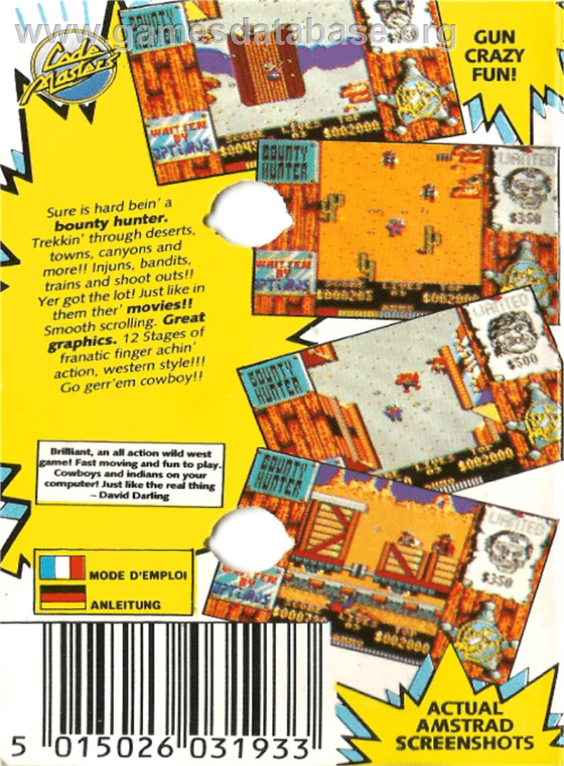Bounty Hunter, The - Amstrad CPC - Artwork - Box Back