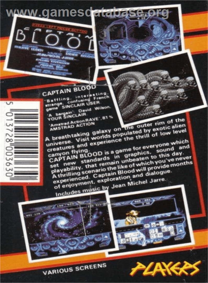 Captain Blood - Amstrad CPC - Artwork - Box Back