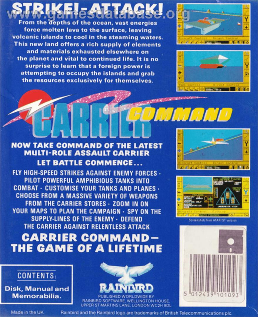 Carrier Command - Amstrad CPC - Artwork - Box Back