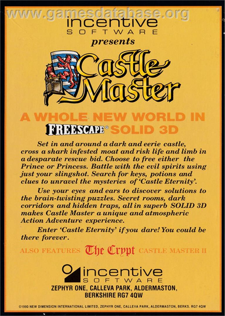 Castle Master 2 - The Crypt - Amstrad CPC - Artwork - Box Back