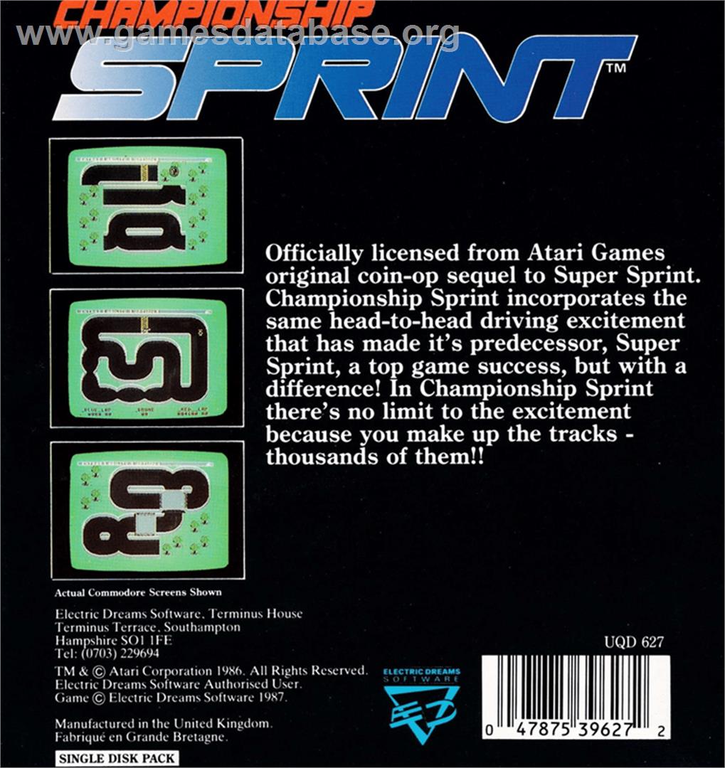 Championship Sprint - Amstrad CPC - Artwork - Box Back