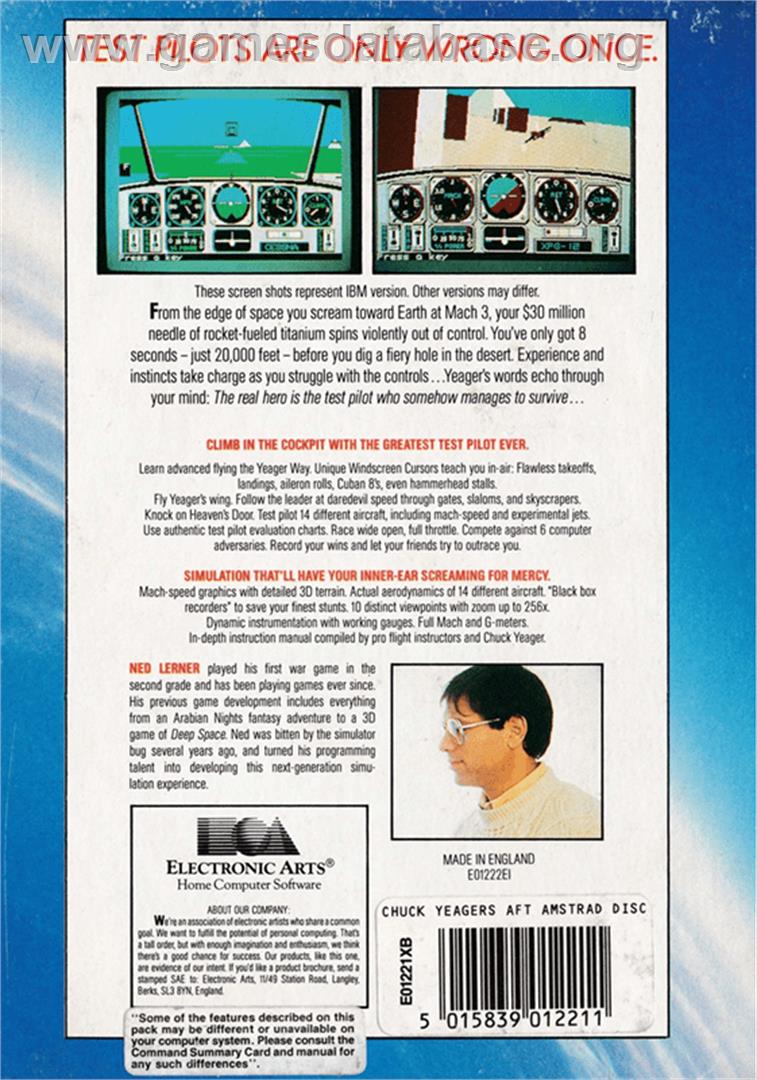 Chuck Yeager's Advanced Flight Trainer - Amstrad CPC - Artwork - Box Back