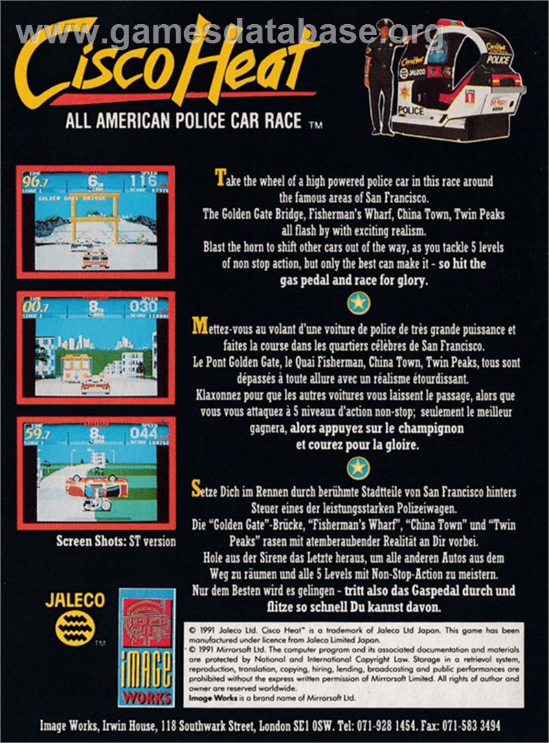 Cisco Heat: All American Police Car Race - Amstrad CPC - Artwork - Box Back