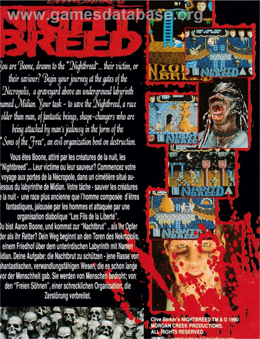 Clive Barker's Nightbreed:  The Action Game - Amstrad CPC - Artwork - Box Back