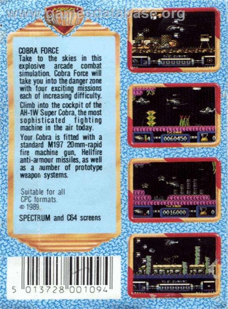 Cobra Force - Amstrad CPC - Artwork - Box Back