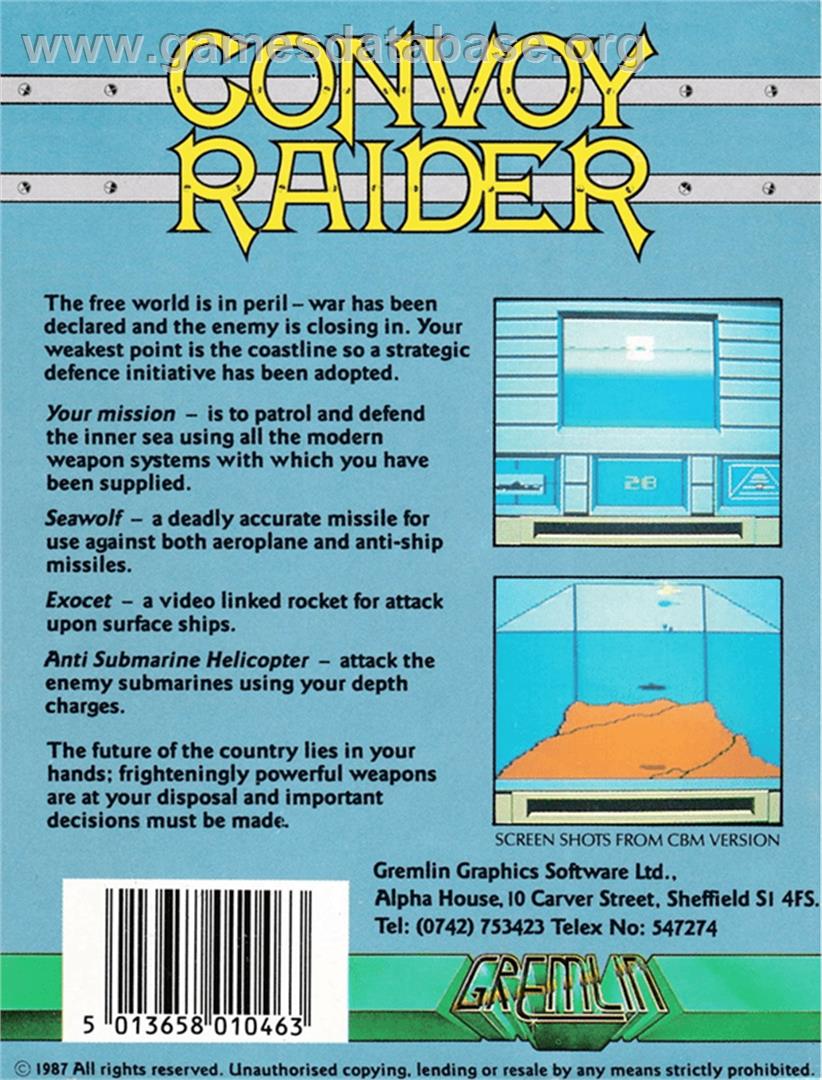Convoy Raider - Amstrad CPC - Artwork - Box Back