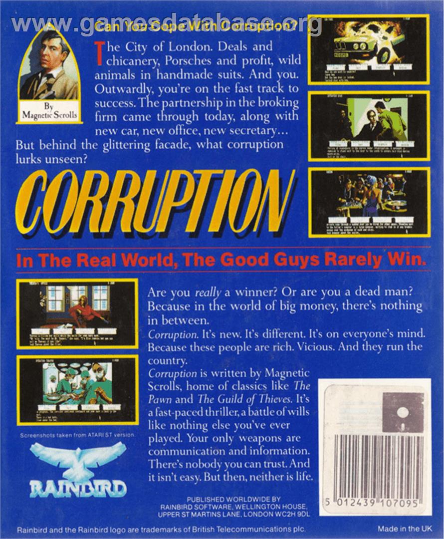 Corruption - Amstrad CPC - Artwork - Box Back