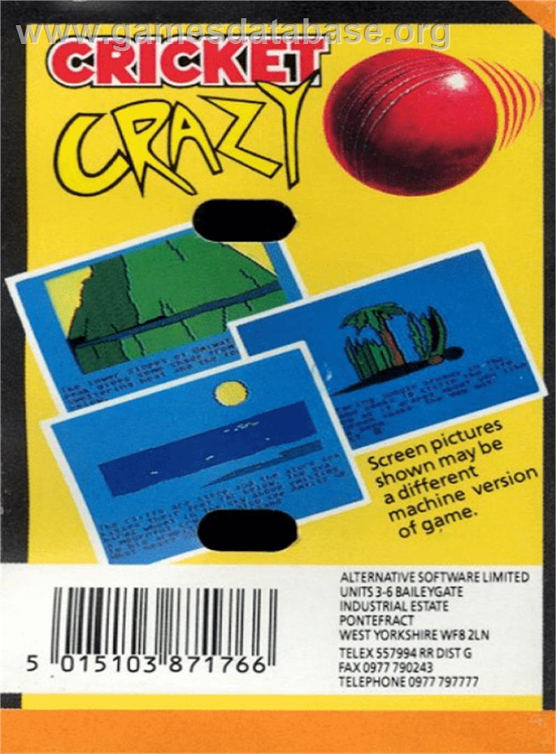 Cricket Crazy - Amstrad CPC - Artwork - Box Back