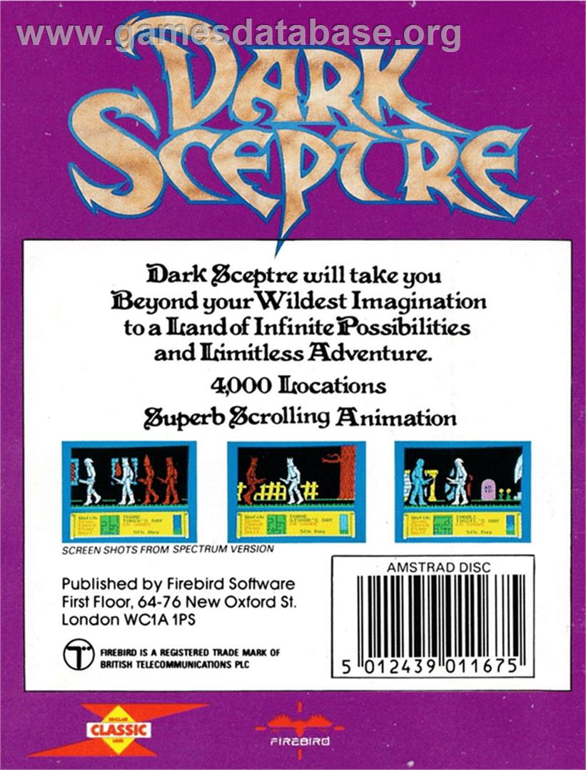Dark Sceptre - Amstrad CPC - Artwork - Box Back