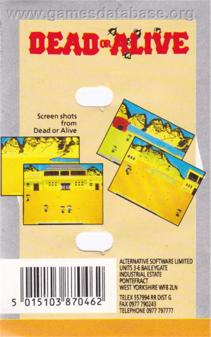 Dead or Alive - Amstrad CPC - Artwork - Box Back