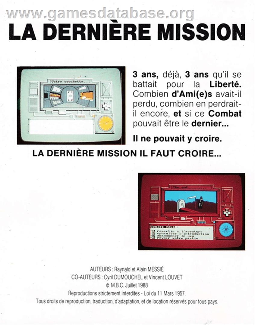 Dernière Mission, La - Amstrad CPC - Artwork - Box Back
