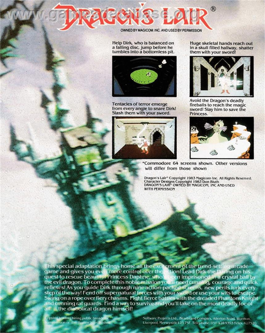 Dragon's Lair - Amstrad CPC - Artwork - Box Back