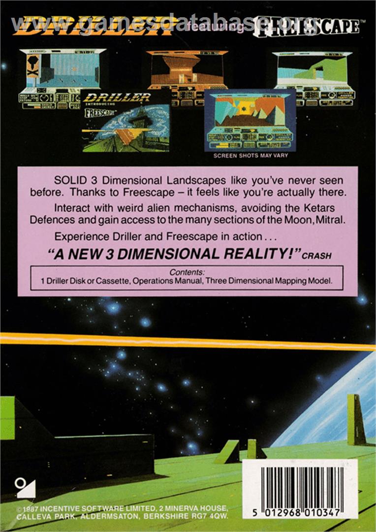 Driller - Amstrad CPC - Artwork - Box Back