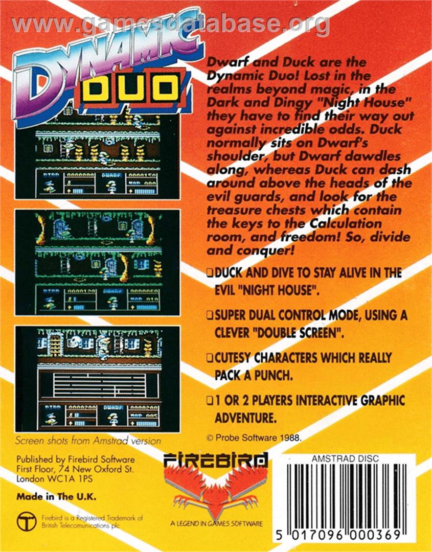 Dynamite Dan II: Dr. Blitzen and the Islands of Arcanum - Amstrad CPC - Artwork - Box Back