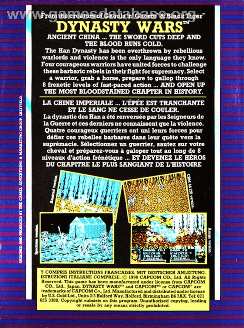 Dynasty Wars - Amstrad CPC - Artwork - Box Back