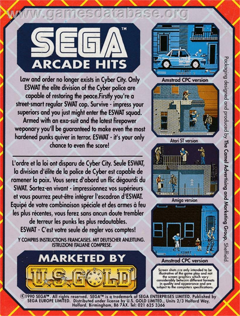 E-SWAT: Cyber Police - Amstrad CPC - Artwork - Box Back