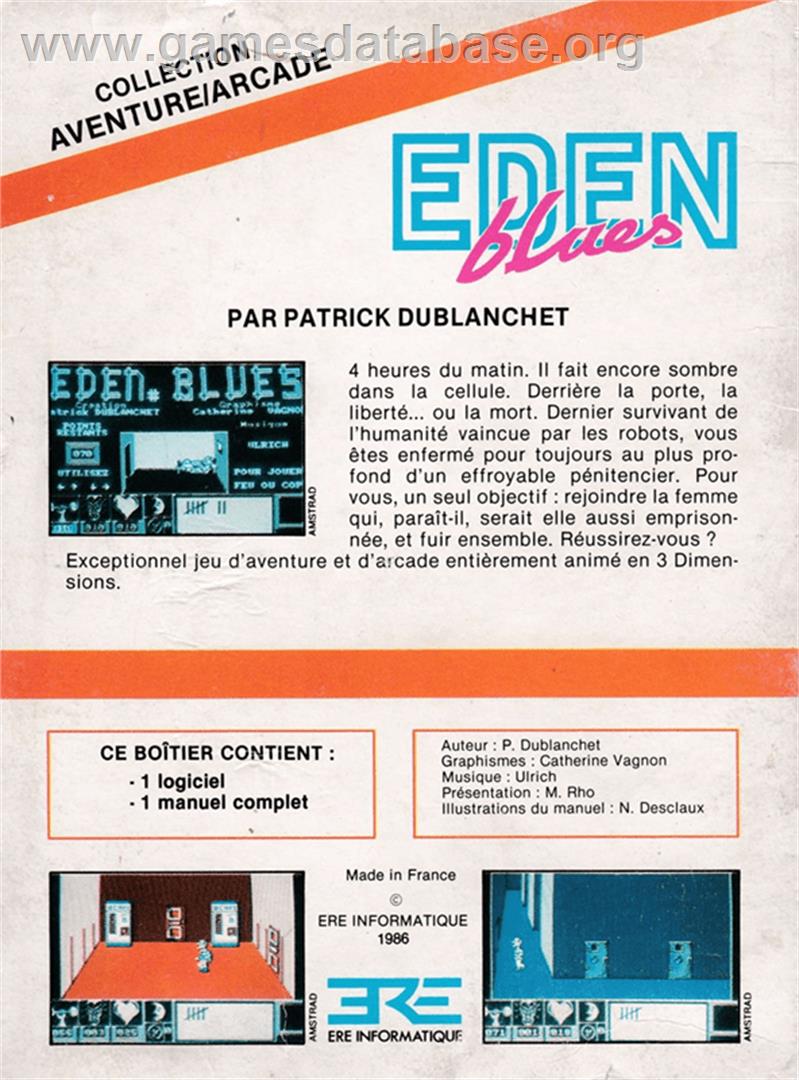 Eden Blues - Amstrad CPC - Artwork - Box Back