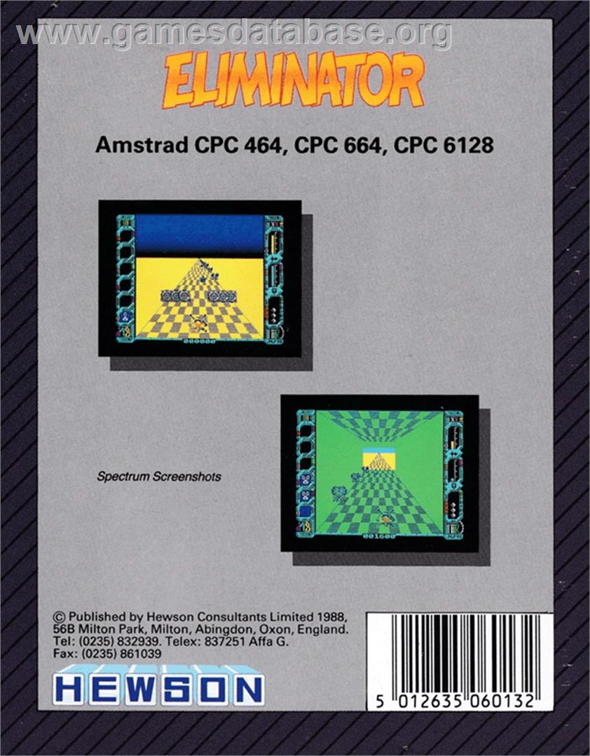 Eliminator - Amstrad CPC - Artwork - Box Back