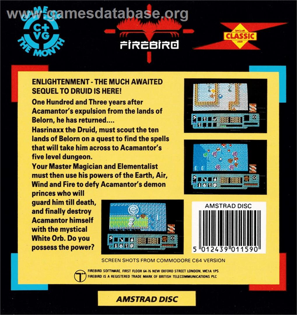 Enlightenment - Druid 2 - Amstrad CPC - Artwork - Box Back