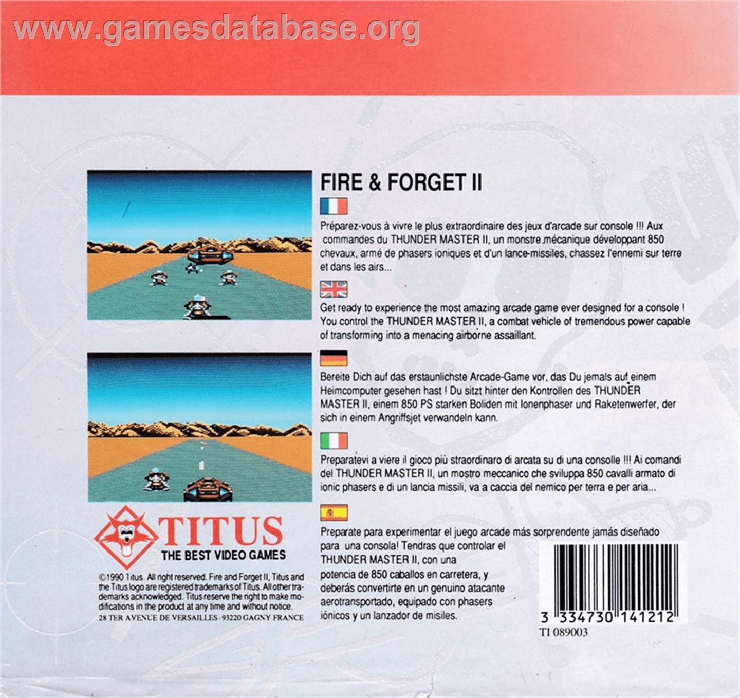 Fire And Forget 2 - Amstrad CPC - Artwork - Box Back