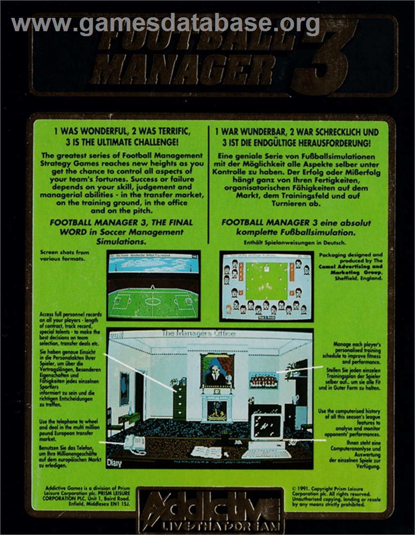 Football Manager 3 - Amstrad CPC - Artwork - Box Back