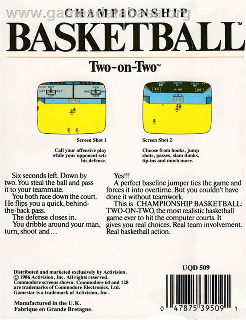 GBA Championship Basketball: Two-on-Two - Amstrad CPC - Artwork - Box Back