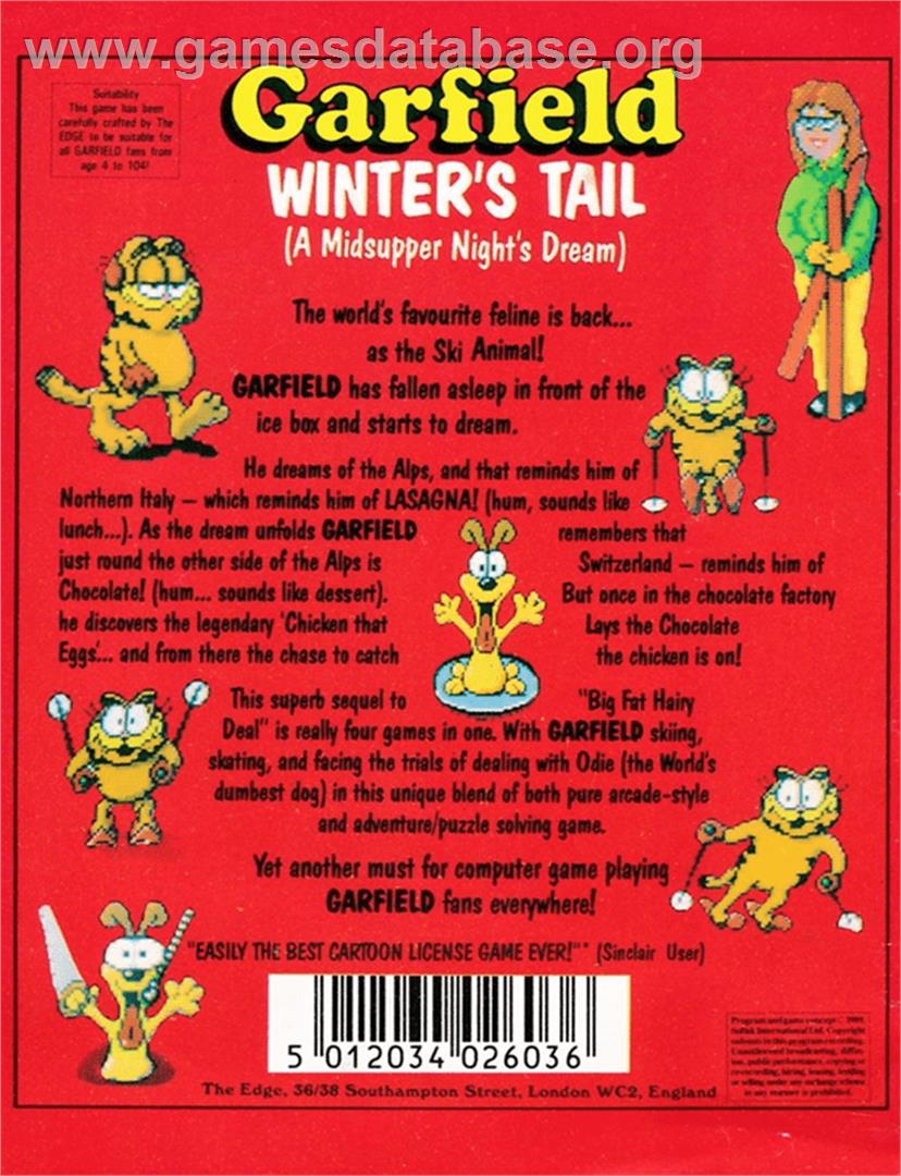 Garfield: Winter's Tail - Amstrad CPC - Artwork - Box Back