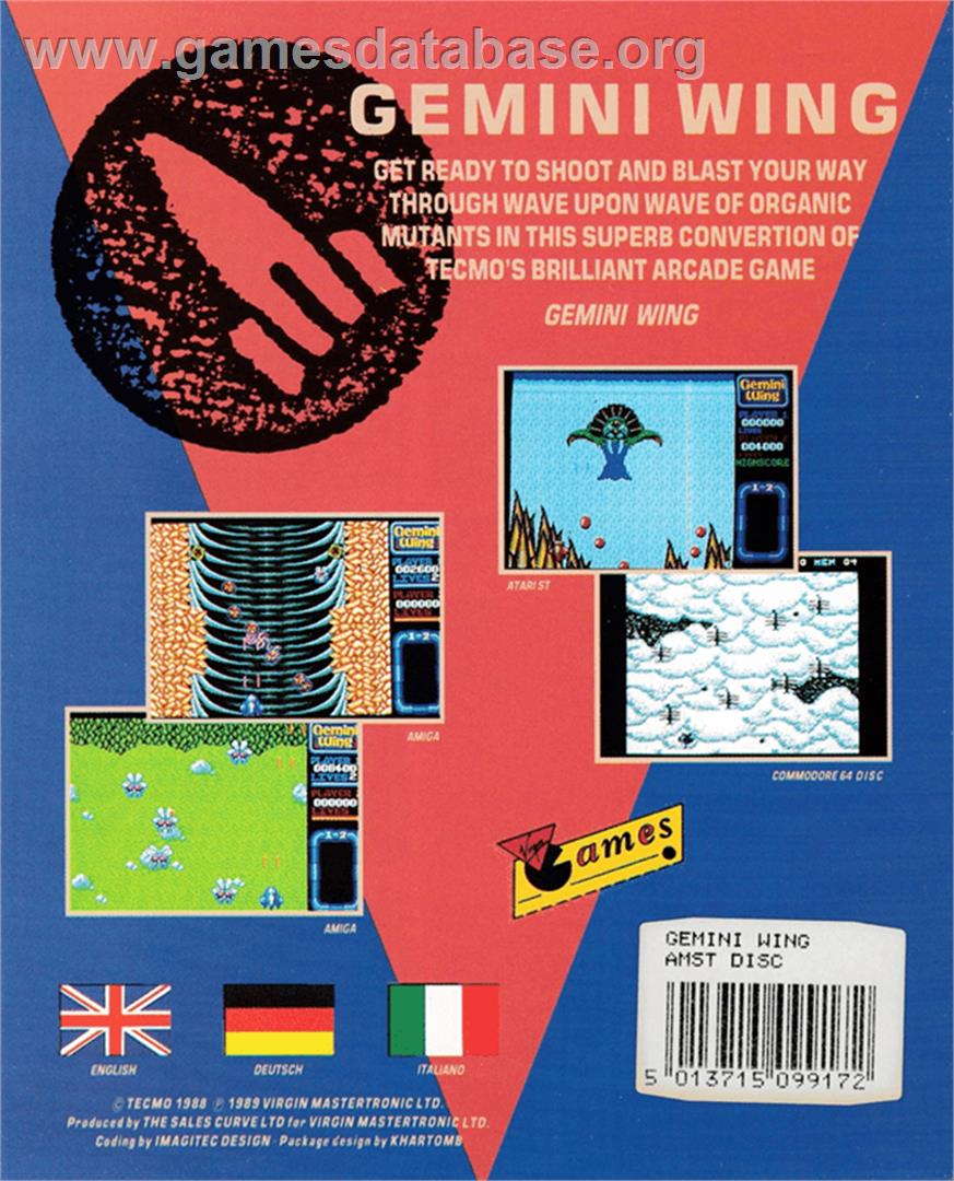 Gemini Wing - Amstrad CPC - Artwork - Box Back