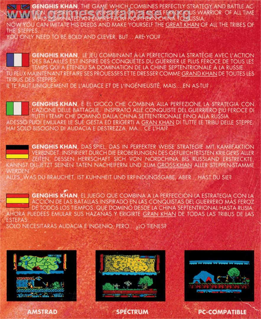 Genghis Khan - Amstrad CPC - Artwork - Box Back