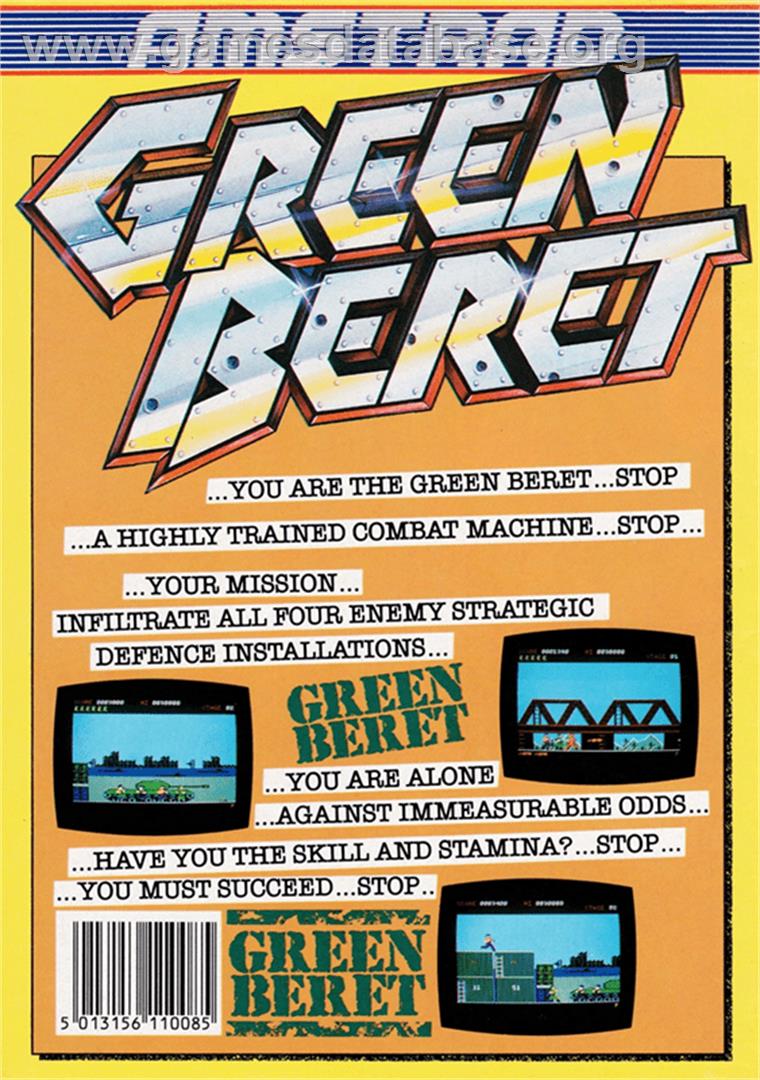 Green Beret - Amstrad CPC - Artwork - Box Back
