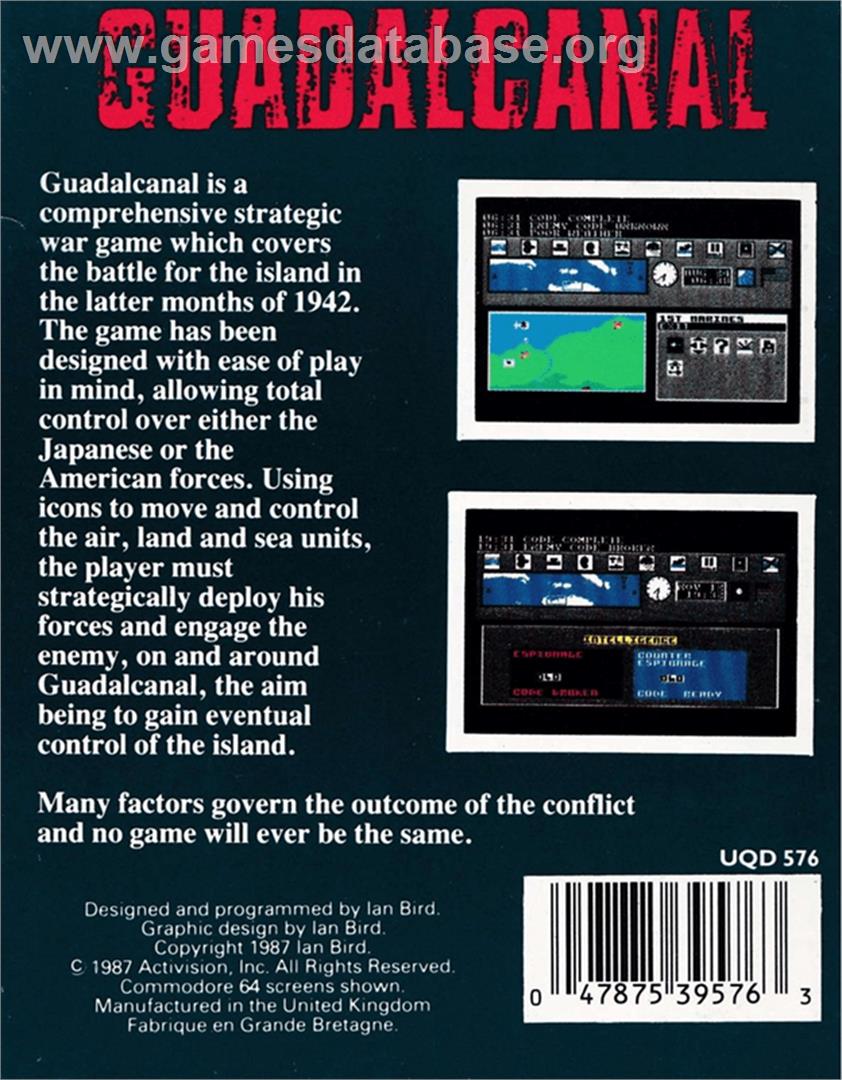 Guadalcanal - Amstrad CPC - Artwork - Box Back