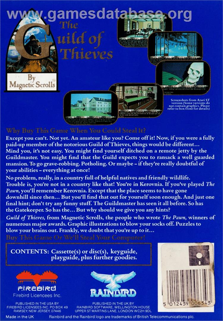 Guild of Thieves - Amstrad CPC - Artwork - Box Back