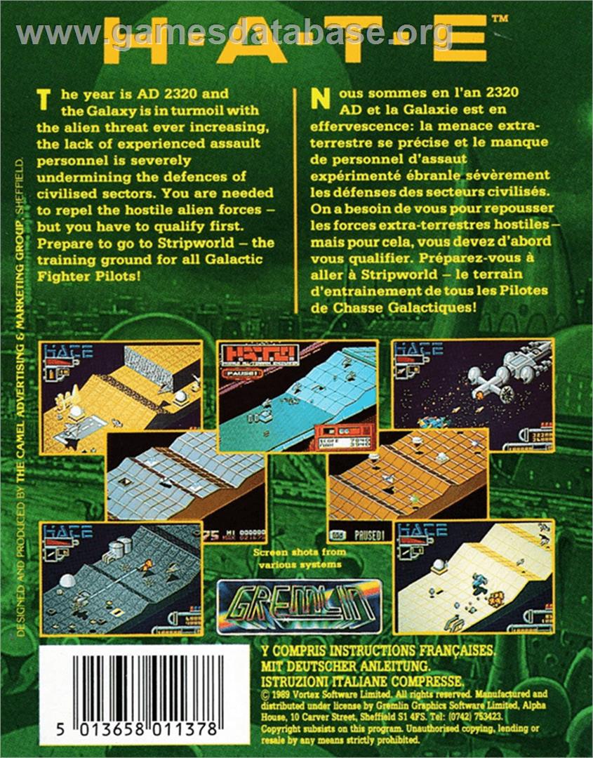 HATE: Hostile All Terrain Encounter - Amstrad CPC - Artwork - Box Back