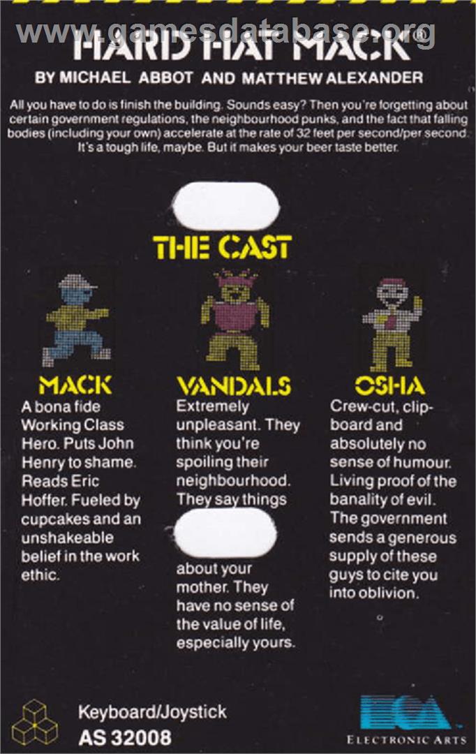 Hard Hat Mack - Amstrad CPC - Artwork - Box Back