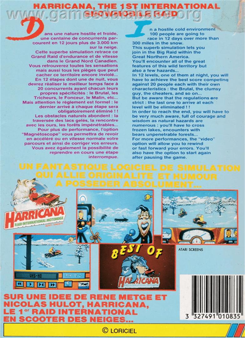 Harricana - International Snowmobile Race - Amstrad CPC - Artwork - Box Back