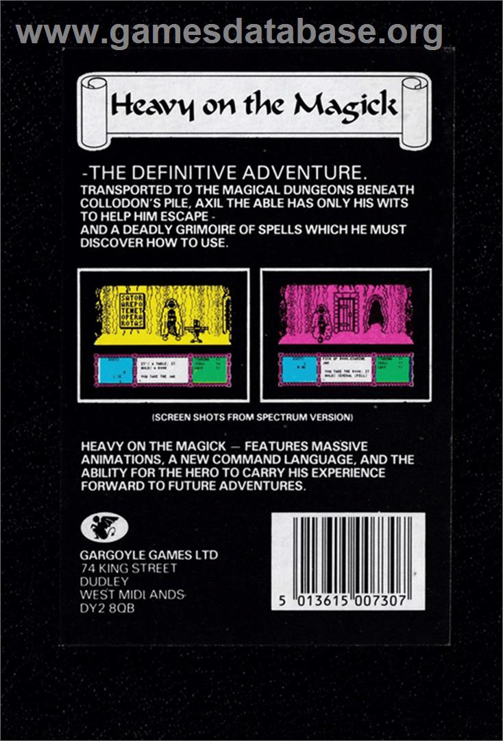 Heavy on the Magick - Amstrad CPC - Artwork - Box Back