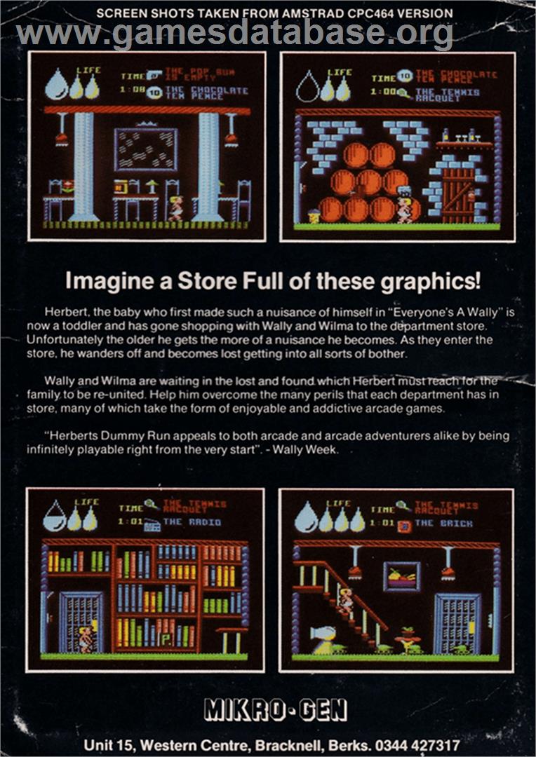 Herbert's Dummy Run - Amstrad CPC - Artwork - Box Back